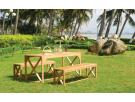 Rectangular table and 2 long benches